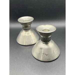 Vtg Set of 2 Norway Mastad #101 Pewter Candlestick Holder MCM 3.25"x3.75" As‎ Is